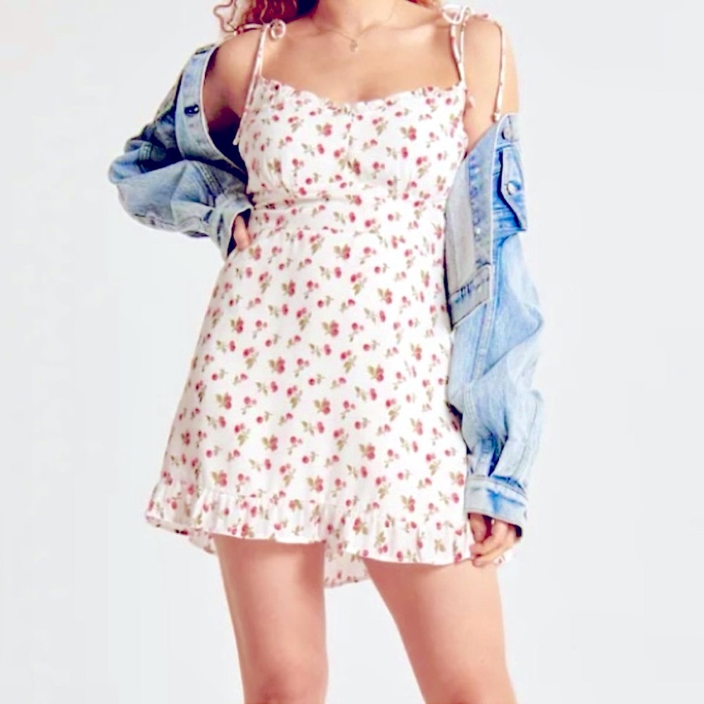 Abercrombie & Fitch Tie-Strap Slim Waist Mini Dress, size S + matching scrunchie